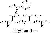 CAS 登录号：75627-12-2, 颜料红 81:2, 3,6-二(乙氨基)-9-[2-(甲氧羰基)苯基]-2,7-二甲基呫吨鎓钼硅酸盐