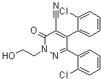 CAS 登录号：75660-48-9, 5,6-二(2-氯苯基)-2,3-二氢-2-(2-羟基乙基)-3-氧代-4-哒嗪甲腈