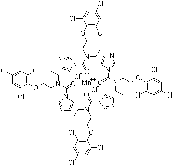 CAS # 75747-77-2, Prochloraz manganese, Dichlorotetrakis(N-propyl-N-(2-(2,4,6-trichlorophenoxy)ethyl)-1H-imidazole-1-carboxamide)manganese