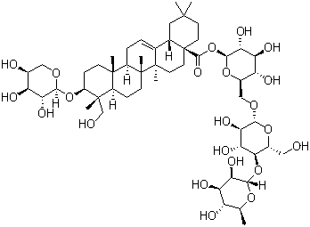 CAS # 760961-03-3, Hederacoside D, 3-O-alpha-L-Arabinopyranosylhederagenin 28-O-alpha-L-rhamnopyranosyl-(1->4)-beta-D-glucopyranosyl-(1->6)-beta-D-glucopyranosyl ester