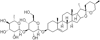 CAS # 76296-71-4, Polyphillin C, Polyphyllin C, Prosapogenin A of gracillin, Spiro[8H-naphth[2',1':4,5]indeno[2,1-b]furan-8,2'-[2H]pyran] alpha-D-glucopyranoside deriv.