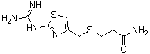 3-[[[2-[(Aminoiminomethyl)amino]-4-thiazolyl]methyl]thio]propanamide molecular structure (CAS 76824-16-3)
