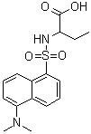 CAS # 77481-12-0, N-Dansyl-2-aminobutyric acid, (±)-N-Dansyl-alpha-amino-n-butyric acid, DL-Dansyl-alpha-amino-n-butyric acid, DL-Dansyl-alpha-aminobutyric acid, Dansyl-DL-alpha-aminobutyric acid
