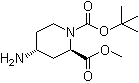 structure of CAS# 778646-95-0, (2R,4R)-4-amino-1,2-Piperidinedicarboxylic acid 1-(1,1-dimethylethyl) 2-methyl ester