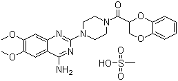 CAS 登录号：77883-43-3, 甲磺酸多沙唑嗪, 1-(4-氨基-6,7-二甲氧基-2-喹唑啉基)-4-(1,4-苯并二噁烷-2-基羰基)哌嗪甲磺酸盐