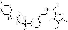 structure of CAS# 791104-62-6, 3-Ethyl-2,5-dihydro-4-methyl-N-[2-[3-[[[[(trans-4-methylcyclohexyl)amino]carbonyl]amino]sulfonyl]phenyl]ethyl]-2-oxo-1H-pyrrole-1-carboxamide