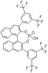 structure of CAS# 791616-62-1, (11bR)-2,6-Bis[3,5-bis(trifluoromethyl)phenyl]-4-hydroxy-dinaphtho[2,1-d:1',2'-f][1,3,2]dioxaphosphepin 4-oxide