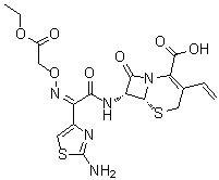 CAS 登录号：79368-95-9, (6R,7R)-7-[[(2Z)-2-(2-氨基-4-噻唑基)-2-[(2-乙氧基-2-氧代乙氧基)亚氨基]乙酰基]氨基]-3-乙烯基-8-氧代-5-硫杂-1-氮杂双环[4.2.0]辛-2-烯-2-羧酸