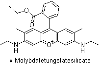 CAS # 80083-40-5, Pigment Red 81:1, C.I. 45160:3, 9-[2-(Ethoxycarbonyl)phenyl]-3,6-bis(ethylamino)-2,7-dimethylxanthylium molybdatetungstatesilicate