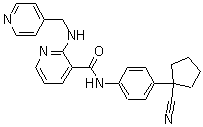 structure of CAS# 811803-05-1, N-[4-(1-氰基环戊基)苯基]-2-[(4-吡啶基甲基)氨基]-3-吡啶甲酰胺