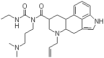 CAS 登录号：81409-90-7, 卡麦角林, 6-烯丙基-N-[3-(二甲基氨基)丙基]-N-(乙基氨基甲酰基)麦角林-8-甲酰胺