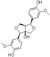 CAS # 81426-17-7, 8alpha-Hydroxypinoresinol, (1S,3aS,4R,6aR)-Dihydro-1,4-bis(4-hydroxy-3-methoxyphenyl)-1H,3H-furo[3,4-c]furan-3a(4H)-ol, (+)-1-Hydroxypinoresinol