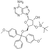 structure of CAS# 81794-12-9, 5'-O-[Bis(4-methoxyphenyl)phenylmethyl]-3'-O-[(1,1-dimethylethyl)dimethylsilyl]adenosine