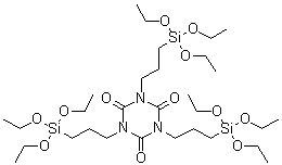 CAS # 82194-46-5, 1,3,5-Tris[3-(triethoxysilyl)propyl]-1,3,5-triazine-2,4,6(1H,3H,5H)-trione, 1,3,5-Tris(triethoxysilylpropyl) isocyanurate, Tris(3-triethoxysilylpropyl) isocyanurate