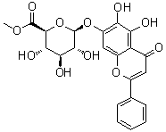 CAS # 82475-03-4, Baicalin methyl ester, 5,6-Dihydroxy-4-oxo-2-phenyl-4H-1-benzopyran-7-yl beta-D-glucopyranosiduronic acid methyl ester