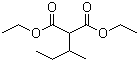 CAS # 83-27-2, Diethyl sec-butylmalonate, (1-Methylpropyl)propanedioic acid diethyl ester, NSC 127865, NSC 30679, NSC 41157, sec-Butylmalonic acid diethyl ester