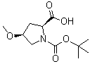 structure of CAS# 83623-93-2, (2S,4S)-1-tert-Butoxycarbonyl-4-methoxypyrrolidine-2-carboxylic acid