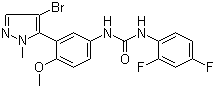 structure of CAS# 839713-36-9, 1-[3-(4-溴-1-甲基-1H-吡唑-5-基)-4-甲氧基苯基]-3-(2,4-二氟苯基)脲