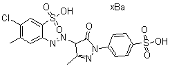 CAS # 84030-37-5, 5-Chloro-2-[[4,5-dihydro-3-methyl-5-oxo-1-(4-sulfophenyl)-1H-pyrazol-4-yl]azo]-4-methylbenzenesulfonic acid barium salt