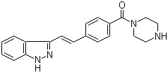 CAS 登录号：841258-76-2, [4-[(1E)-2-(1H-吲唑-3-基)乙烯基]苯基]-1-哌嗪基甲酮