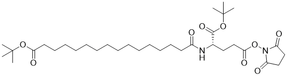 structure of CAS# 843666-26-2, 1-(tert-butyl) 5-(2,5-dioxopyrrolidin-1-yl) (16-(tert-butoxy)-16-oxohexadecanoyl)-L-glutamate