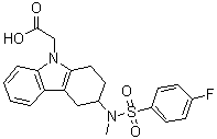 CAS 登录号：844639-57-2, 3-[[(4-氟苯基)磺酰基]甲基氨基]-1,2,3,4-四氢-9H-咔唑-9-乙酸