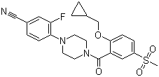 CAS 登录号：845609-54-3, 4-[4-[2-(环丙基甲氧基)-5-甲基磺酰基苯甲酰]哌嗪-1-基]-3-氟苯甲腈