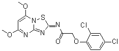 CAS 登录号：849598-33-0, 2-(2,4-二氯苯氧基)-N-(5,7-二甲氧基-2H-[1,2,4]噻二唑并[2,3-a]嘧啶-2-亚基)乙酰胺