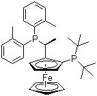 structure of CAS# 849924-77-2, (1S)-1-[双(叔丁基)膦]-2-[(1S)-1-[双(2-甲基苯基)膦]乙基]二茂铁