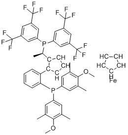 structure of CAS# 849925-20-8, 2-{2-[bis(4-methoxy-3,5-dimethylphenyl)phosphanyl]phenyl}cyclopenta-2,4-dien-1-ide cyclopenta-2,4-dien-1-ide (1/1/1)