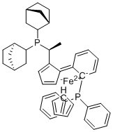 CAS 登录号：849925-45-7, (S)-1-{(SP)-2-[2-(二苯基膦基)苯基]二茂铁}乙基二(2-降冰片基)膦