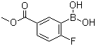 structure of CAS# 850568-04-6, 2-Fluoro-5-(methoxycarbonyl)phenylboronic acid