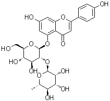 structure of CAS# 850630-40-9, 5-[[2-O-(6-Deoxy-alpha-L-mannopyranosyl)-beta-D-glucopyranosyl]oxy]-7-hydroxy-2-(4-hydroxyphenyl)-4H-1-benzopyran-4-one