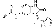 structure of CAS# 850717-64-5, 5-脲基-3-[1-(吡咯-2-基)亚乙基]吲哚啉-2-酮