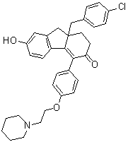 structure of CAS# 851107-28-3, 9a-[(4-氯苯基)甲基]-1,2,9,9a-四氢-7-羟基-4-[4-[2-(1-哌啶基)乙氧基]苯基]-3H-芴-3-酮