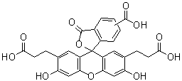 structure of CAS# 85138-49-4, 5(or 6)-羧基-3',6'-二羟基-3-氧代-螺[异苯并呋喃-1(3H),9'-[9H]氧杂蒽]-2',7'-二丙酸