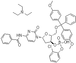 CAS # 85381-24-4, N,N-Diethylethanamine 2-chlorophenyl N-benzoyl-5'-O-[bis(4-methoxyphenyl)phenylmethyl]-2'-deoxy-3'-cytidylate