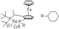 structure of CAS# 854019-82-2, [(2R)-1-[(1R)-1-[二(叔丁基)膦基]乙基]-2-(二环己基膦基)二茂铁]二氯钯