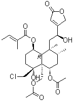 CAS # 85447-27-4, Ajugamarin chlorohydrin, 6alpha,19-Diacetoxy-4alpha-hydroxy-1beta-tigloyloxy-neo-clerod-12-en-15-oic acid methyl ester 16-aldehyde
