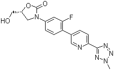 structure of CAS# 856866-72-3, 3-[3-氟-4-[6-(2-甲基-2H-四唑-5-基)-3-吡啶基]苯基]-5-(羟基甲基)-2-恶唑烷酮
