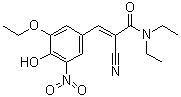 CAS 登录号：857629-79-9, (2E)-2-氰基-3-(3-乙氧基-4-羟基-5-硝基苯基)-N,N-二乙基-2-丙烯酰胺