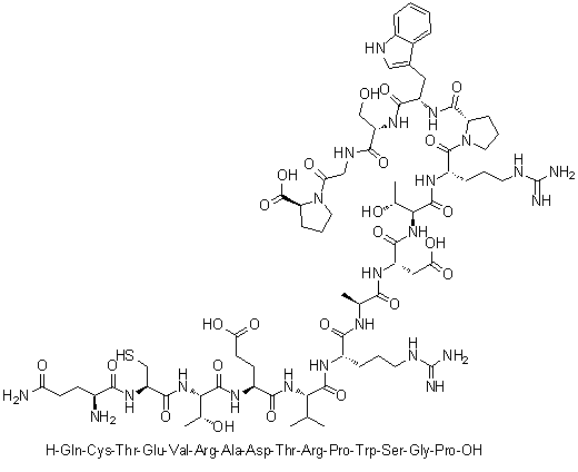 CAS # 858924-90-0, L-Glutaminyl-L-cysteinyl-L-threonyl-L-alpha-glutamyl-L-valyl-L-arginyl-L-alanyl-L-alpha-aspartyl-L-threonyl-L-arginyl-L-prolyl-L-tryptophyl-L-serylglycyl-L-proline