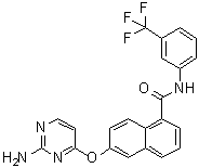 CAS # 861875-60-7, 6-[(2-Amino-4-pyrimidinyl)oxy]-N-[3-(trifluoromethyl)phenyl]-1-naphthalenecarboxamide