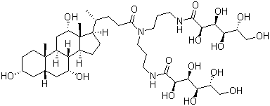 structure of CAS# 86303-22-2, (3a,5b,7a,12a)-N,N-双[3-(D-葡萄糖酰氨基)丙基]-3,7,12-三羟基胆甾烷-24-胺