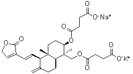 CAS 登录号：863319-40-8, 14-脱氧-11,12-二去氢穿心莲内酯双(半琥珀酸酯)钾钠盐