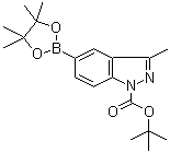 structure of CAS# 864770-82-1, 1-N-叔丁氧羰基-3-甲基吲唑-5-硼酸频那醇酯