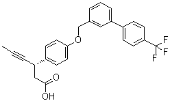 structure of CAS# 865231-46-5, (betaS)-beta-1-丙炔-1-基-4-[[4'-(三氟甲基)[1,1'-联苯]-3-基]甲氧基]苯丙酸