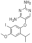 structure of CAS# 865305-30-2, 5-[5-碘-4-甲氧基-2-(1-甲基乙基)苯氧基]-2,4-嘧啶二胺