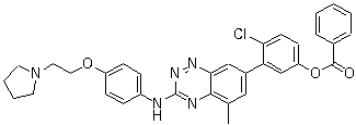 structure of CAS# 867331-82-6, 4-氯-3-[5-甲基-3-[[4-[2-(1-吡咯烷基)乙氧基]苯基]氨基]-1,2,4-苯并三嗪-7-基]苯酚苯甲酸酯