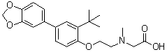 CAS # 868265-28-5, N-[2-[4-(1,3-Benzodioxol-5-yl)-2-(1,1-dimethylethyl)phenoxy]ethyl]-N-methylglycine, LY 2365109